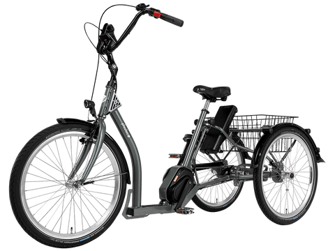 Pfautec Torino, Elektro-Dreirad mit tiefem Einstieg und Korb hinten