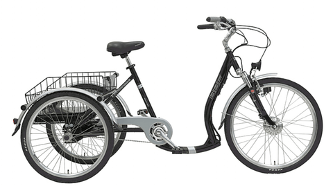 Shopping-Dreirad BBF Bregenz schwarz mit großem Korb und tiefem Einstieg