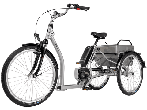 Pfautec Grazia, Elektro-Dreirad mit tiefem Einstieg und Transportkiste